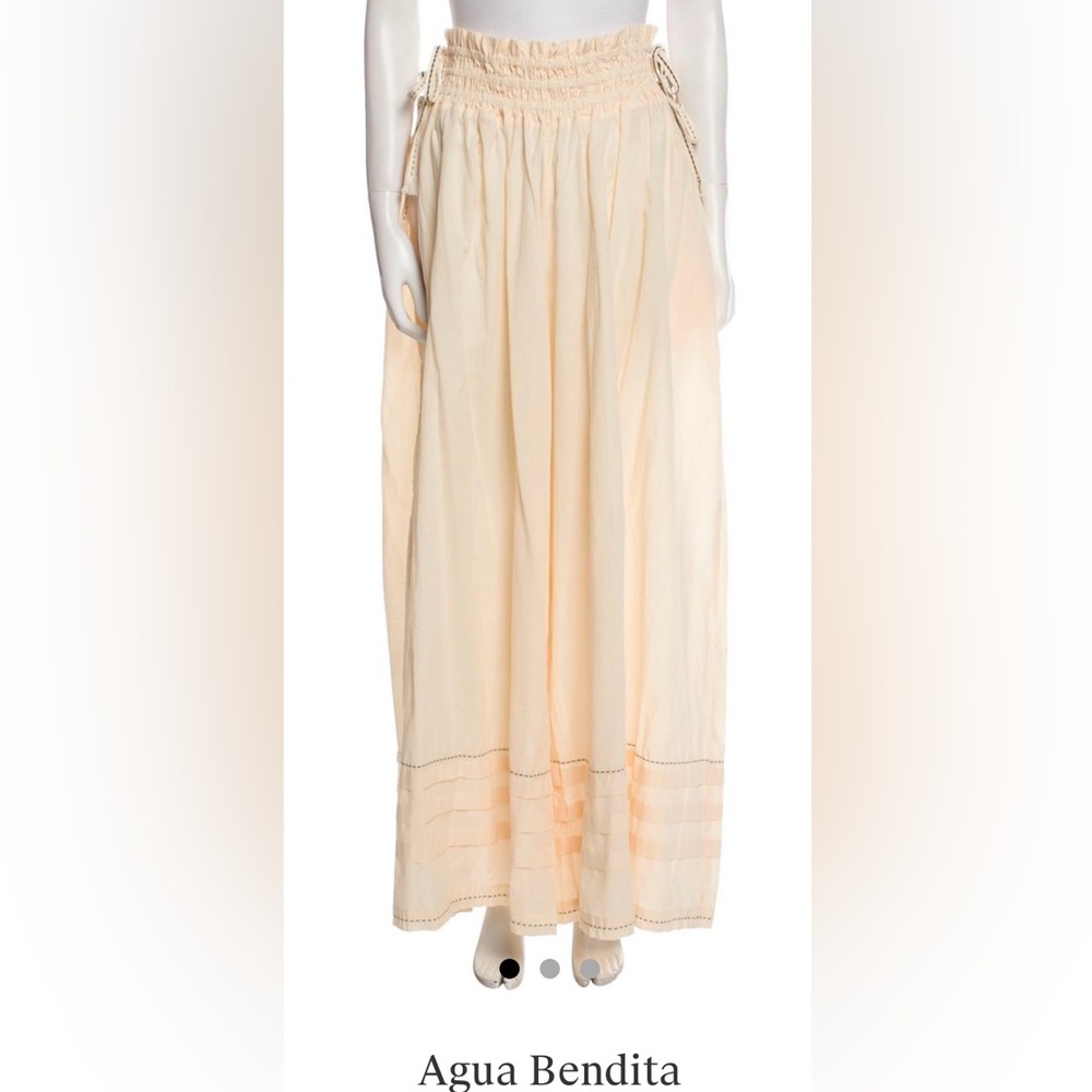 Agua Bendita Pants Palazzo All cotton handmade hand stitched cream Tag: M L‎ NWT